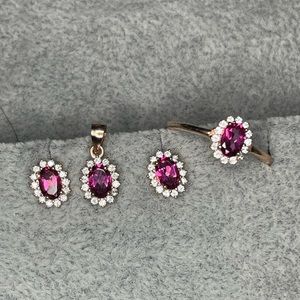 Oval Pink Topaz Set